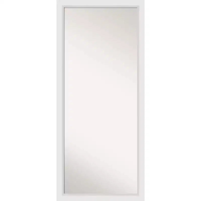 28" x 64" Non-Beveled Blanco White Wood Full Length Floor Leaner Mirror - Amanti Art: Includes Mounting Hardware