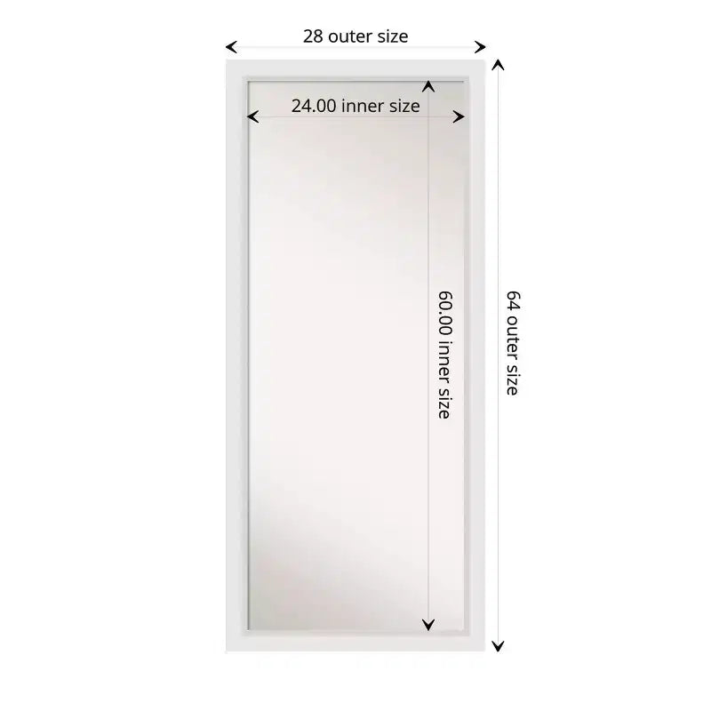 Specchio a figura intera 71 x 163 cm in legno bianco senza smusso - Amanti Art: Include l'hardware di montaggio