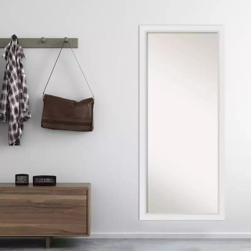 Specchio a figura intera 71 x 163 cm in legno bianco senza smusso - Amanti Art: Include l'hardware di montaggio