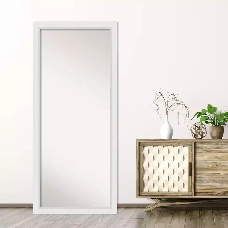 Specchio a figura intera 71 x 163 cm in legno bianco senza smusso - Amanti Art: Include l'hardware di montaggio