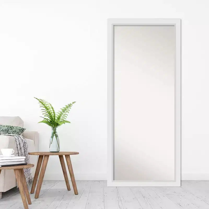 Specchio a figura intera 71 x 163 cm in legno bianco senza smusso - Amanti Art: Include l'hardware di montaggio