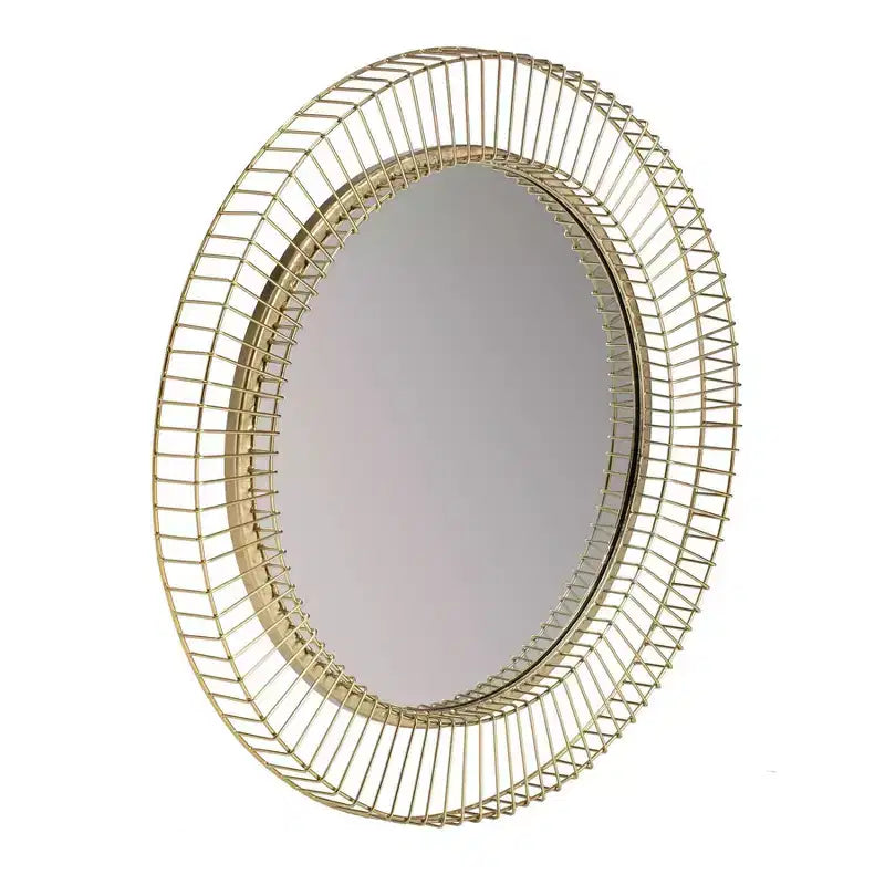 Specchio da Parete Argus Oro - Brewster: Cornice Rotonda in Metallo da 24", Nessun Assemblaggio, Decorazione Murale Moderna