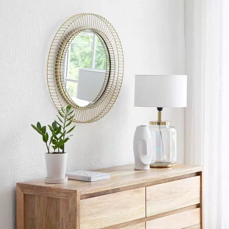 Specchio da Parete Argus Oro - Brewster: Cornice Rotonda in Metallo da 24", Nessun Assemblaggio, Decorazione Murale Moderna