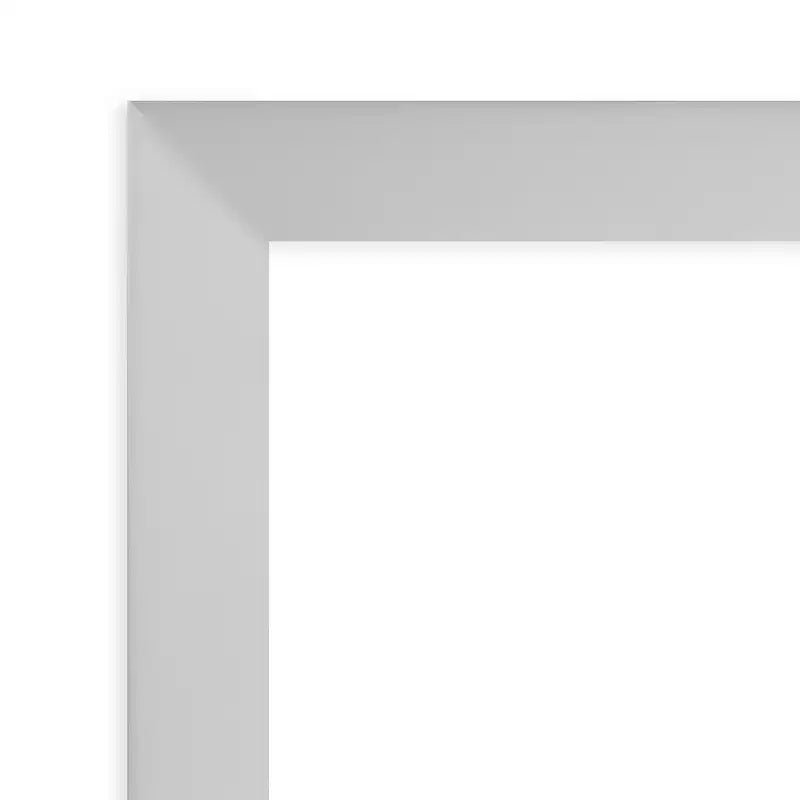 Specchio da porta 17" x 51" non smussato in legno color argento a bassa lucentezza - Amanti Art