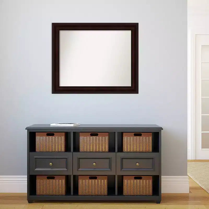 Specchio da parete Amanti Art 33" x 27" non smussato marrone chicco di caffè: Stile moderno, cornice in polistirene, hardware di montaggio incluso