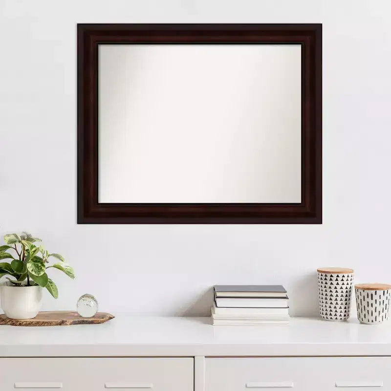 Specchio da parete Amanti Art 33" x 27" non smussato marrone chicco di caffè: Stile moderno, cornice in polistirene, hardware di montaggio incluso