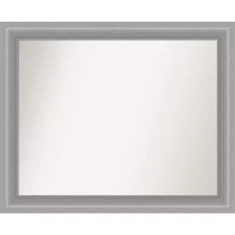 33" x 27" Non-Beveled Peak Polished Nickel Narrow Bathroom Wall Mirror - Amanti Art: Rectangle, Wall Mount, Includes Hardware
