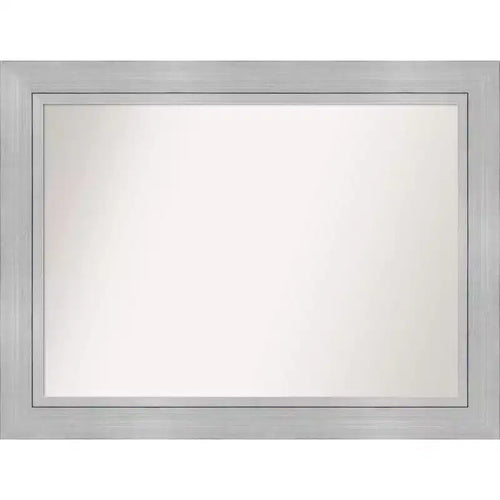 45" x 34" Non-Beveled Romano Silver Wood Bathroom Wall Mirror - Amanti Art: Modern Rectangle, Includes Mount Hardware