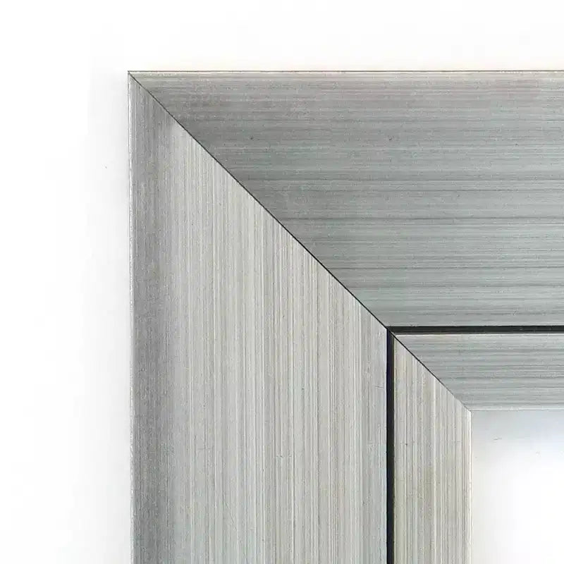 Specchio da parete per bagno in legno argento Romano non smussato, 45" x 34" - Amanti Art: Rettangolo moderno, include hardware di montaggio