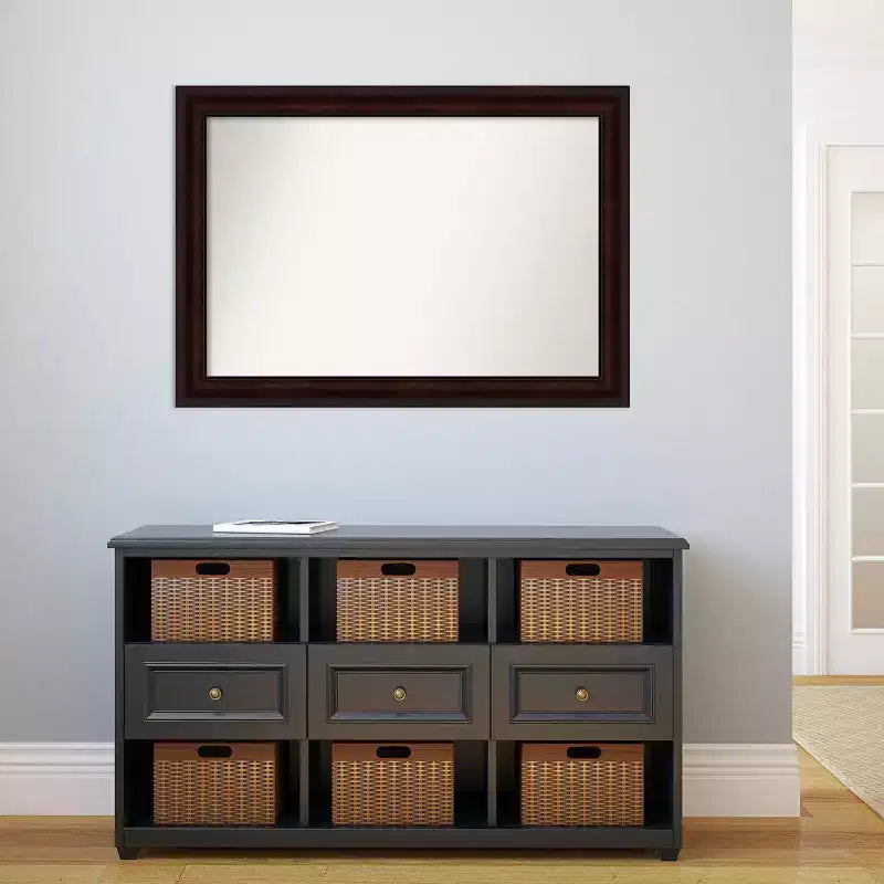 Specchio da parete per bagno non smussato da 41" x 29", marrone caffè - Amanti Art: include l'hardware per il montaggio