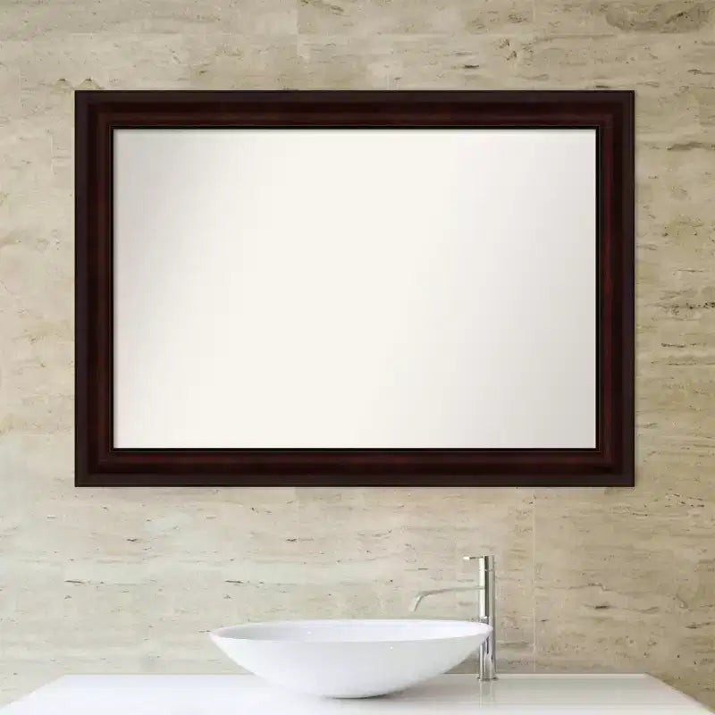 Specchio da parete per bagno non smussato da 41" x 29", marrone caffè - Amanti Art: include l'hardware per il montaggio