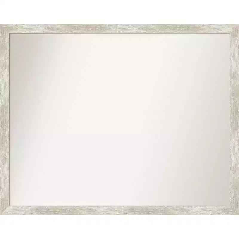 30" x 24" Non-Beveled Crackled Metallic Narrow Wall Mirror - Amanti Art: Rectangle, Polystyrene Frame, Includes Mount Hardware