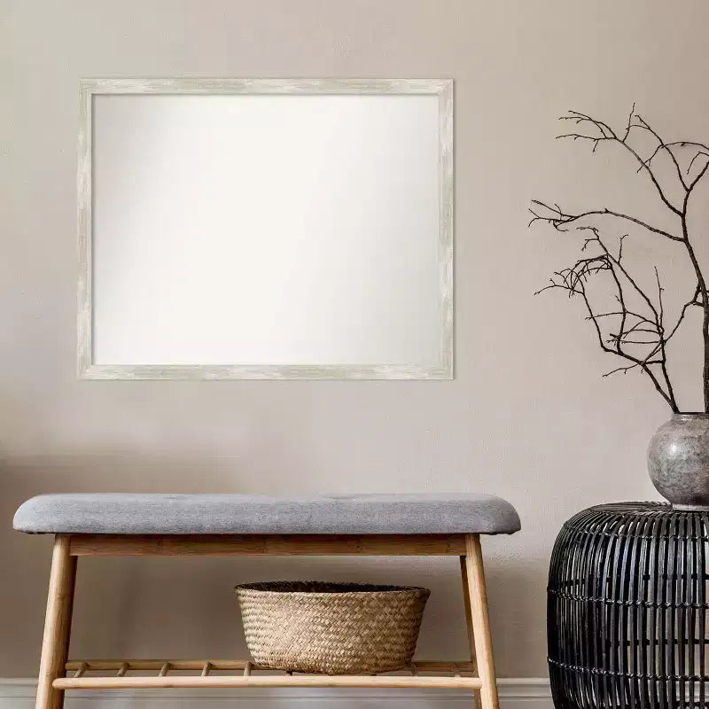 Specchio da parete stretto metallico craquelé non smussato 30" x 24" - Amanti Art: Rettangolare, Cornice in polistirolo, Include hardware di montaggio