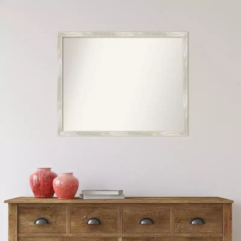 Specchio da parete stretto metallico craquelé non smussato 30" x 24" - Amanti Art: Rettangolare, Cornice in polistirolo, Include hardware di montaggio