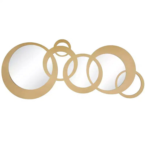 23"x56" Wooden Geometric Circles Wall Mirror Gold - Olivia & May: Contemporary Style, No Assembly Required