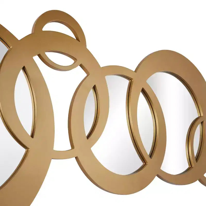 Specchio da parete in legno con cerchi geometrici 23"x56" oro - Olivia & May: Stile contemporaneo, nessun assemblaggio richiesto