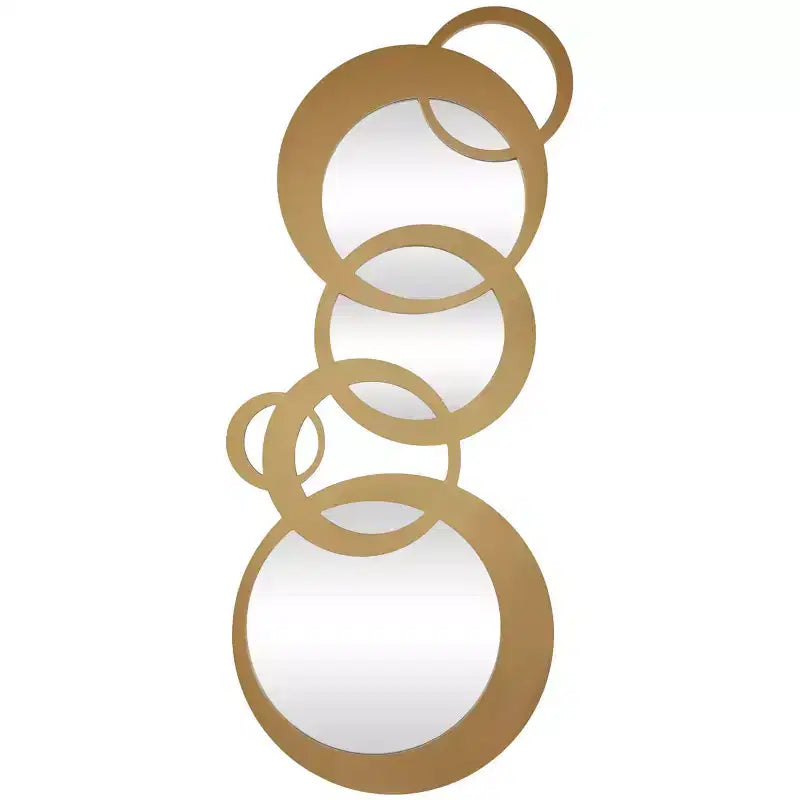 Specchio da parete in legno con cerchi geometrici 23"x56" oro - Olivia & May: Stile contemporaneo, nessun assemblaggio richiesto