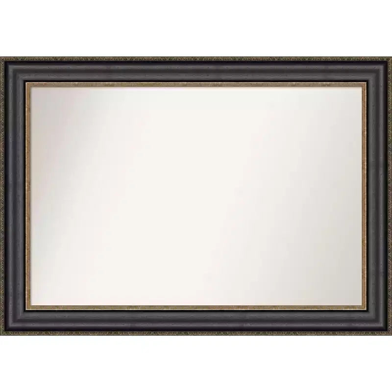 42" x 30" Non-Beveled Thomas Black Bronze Wall Mirror - Amanti Art: Modern Style, Polystyrene Frame, Includes Mount Hardware