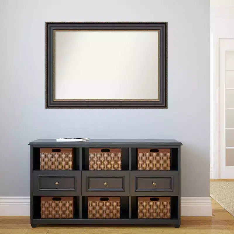 Specchio da parete Thomas nero bronzo non smussato 42" x 30" - Amanti Art: Stile moderno, cornice in polistirolo, hardware di montaggio incluso