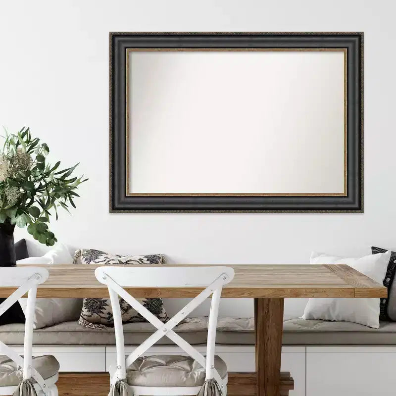 Specchio da parete Thomas nero bronzo non smussato 42" x 30" - Amanti Art: Stile moderno, cornice in polistirolo, hardware di montaggio incluso
