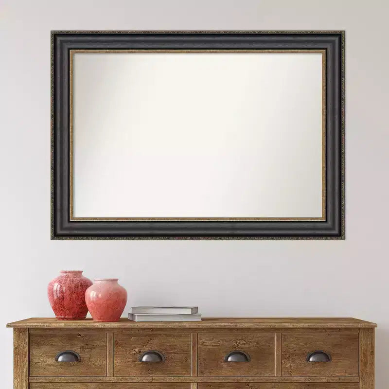 Specchio da parete Thomas nero bronzo non smussato 42" x 30" - Amanti Art: Stile moderno, cornice in polistirolo, hardware di montaggio incluso