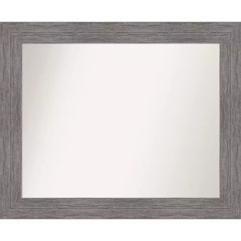 34"x28" Non-Beveled Pinstripe Plank Gray Bathroom Wall Mirror - Amanti Art: Modern Rectangle, Wall Mount