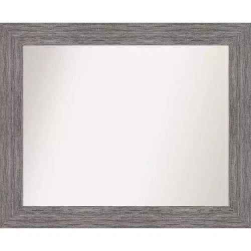 34"x28" Non-Beveled Pinstripe Plank Gray Bathroom Wall Mirror - Amanti Art: Modern Rectangle, Wall Mount