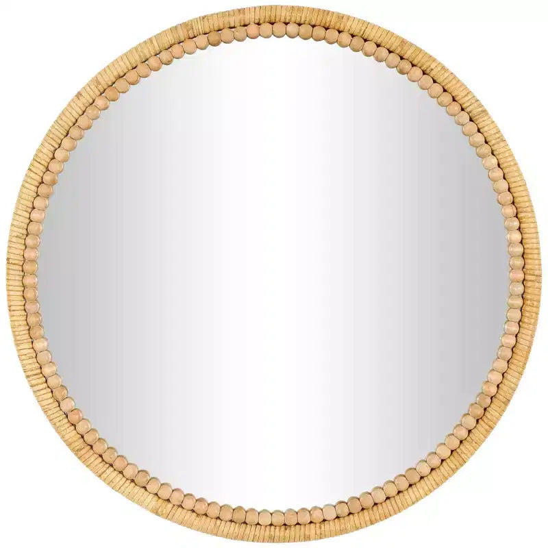 24"x24" Wood Wrapped Wall Mirror with Beaded Frame Brown - Olivia & May
