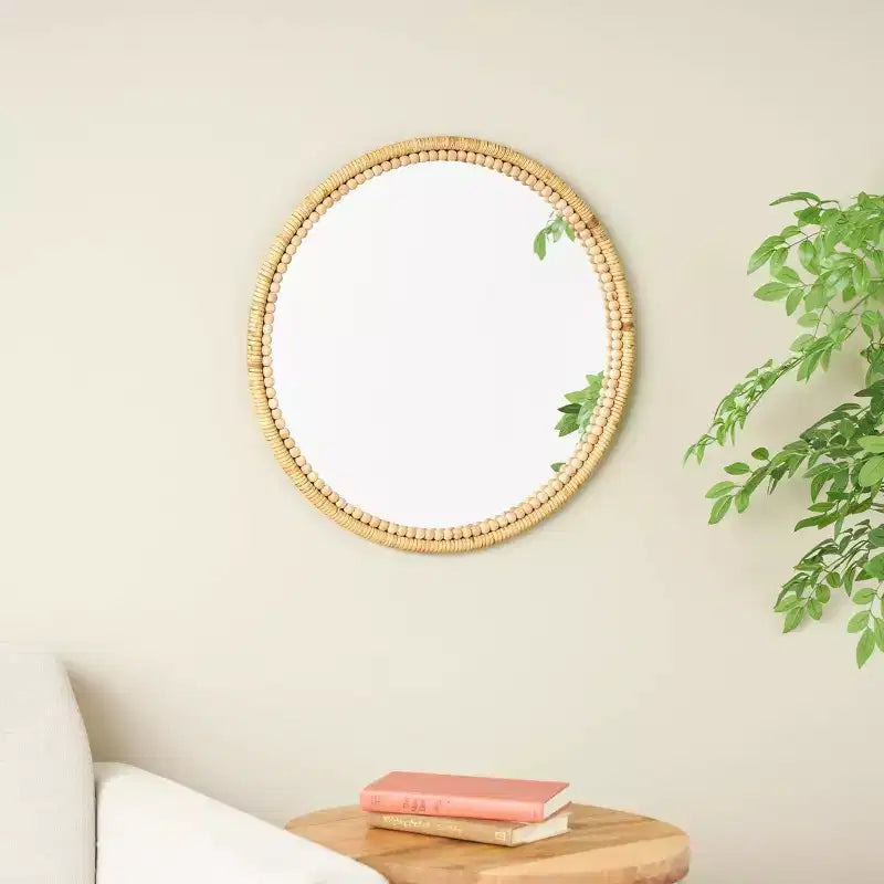 Specchio da parete avvolto in legno 24"x24" con cornice perlata marrone - Olivia & May