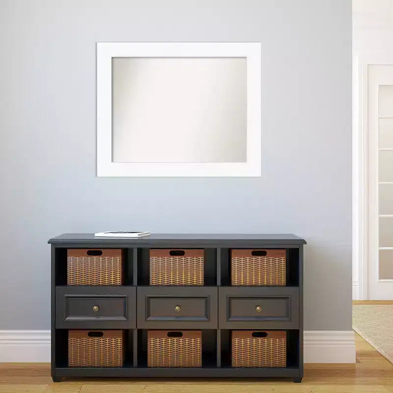 Specchio da parete per bagno Amanti Art con cornice bianca senza smussatura 34" x 28": rettangolare, cornice in polistirene, montaggio a parete