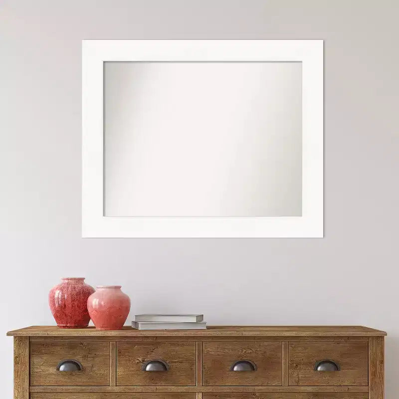 Specchio da parete per bagno Amanti Art con cornice bianca senza smussatura 34" x 28": rettangolare, cornice in polistirene, montaggio a parete