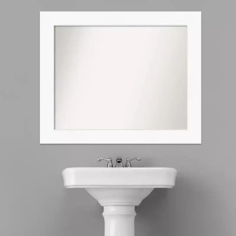 Specchio da parete per bagno Amanti Art con cornice bianca senza smussatura 34" x 28": rettangolare, cornice in polistirene, montaggio a parete