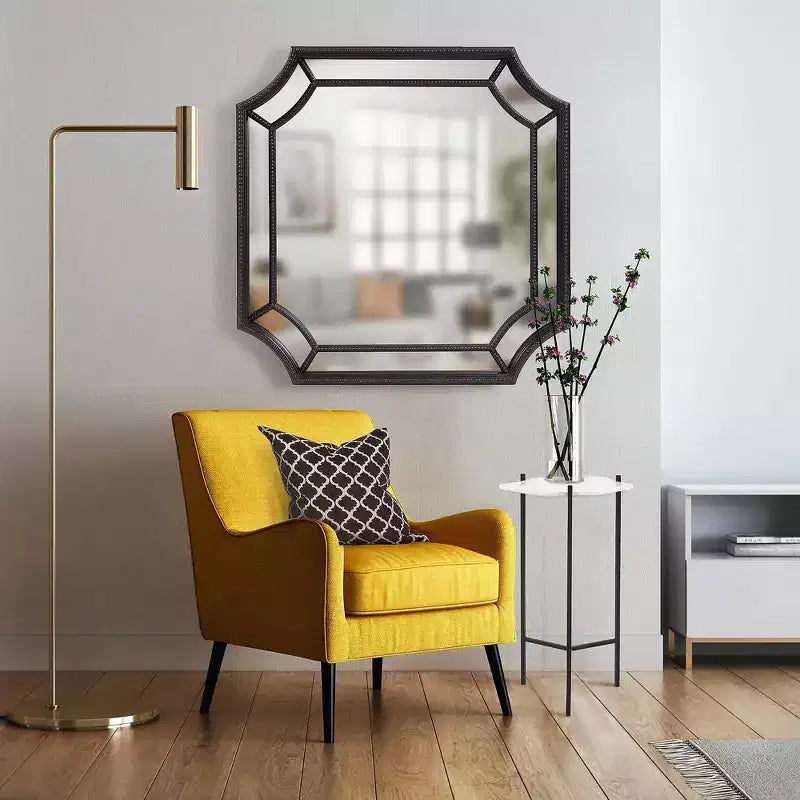 Specchio quadrato Windsor Howard Elliott 35.5"x35.5" nero opaco: Stile moderno, cornice in poliuretano, nessun assemblaggio richiesto