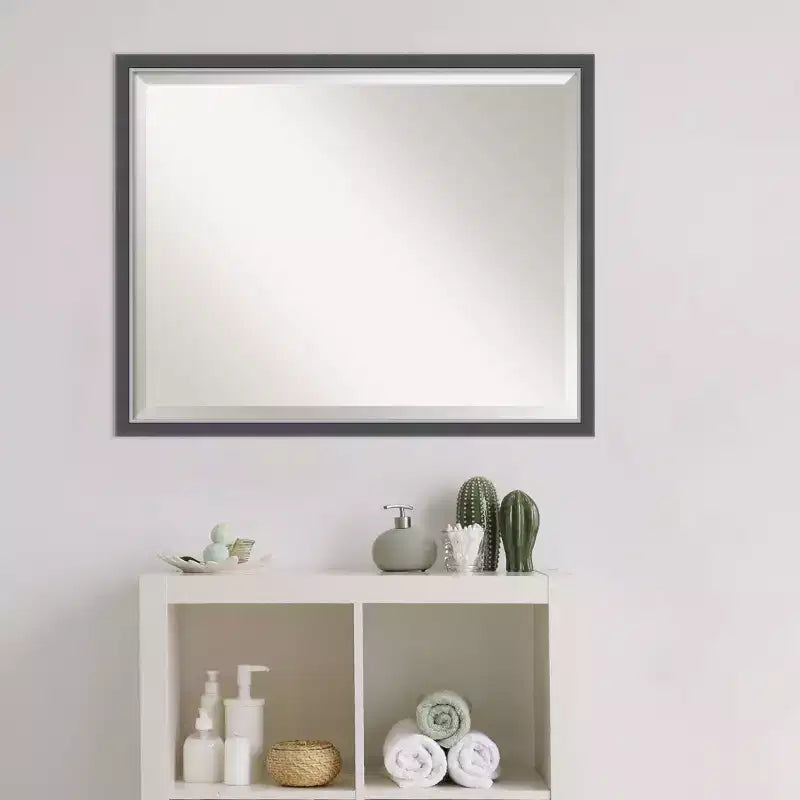 Specchio da parete rettangolare incorniciato nero/argento, singolo, a parete
