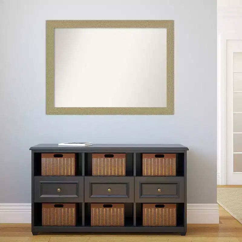 Specchio da Parete per Bagno Mosaico Non Smussato Oro 42" x 31" - Amanti Art: Cornice in Polistirene, Montaggio a Parete