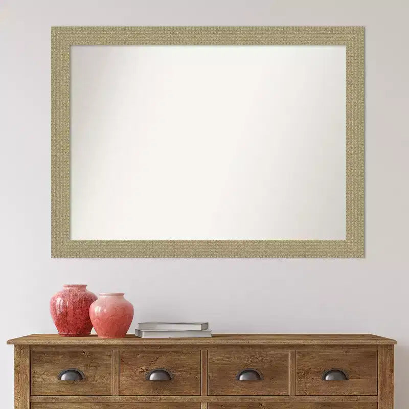 Specchio da Parete per Bagno Mosaico Non Smussato Oro 42" x 31" - Amanti Art: Cornice in Polistirene, Montaggio a Parete