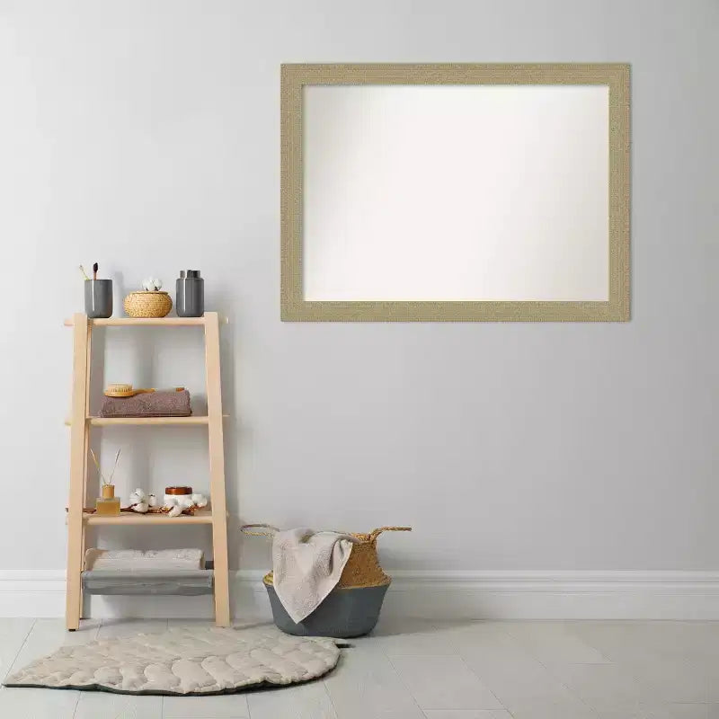 Specchio da Parete per Bagno Mosaico Non Smussato Oro 42" x 31" - Amanti Art: Cornice in Polistirene, Montaggio a Parete