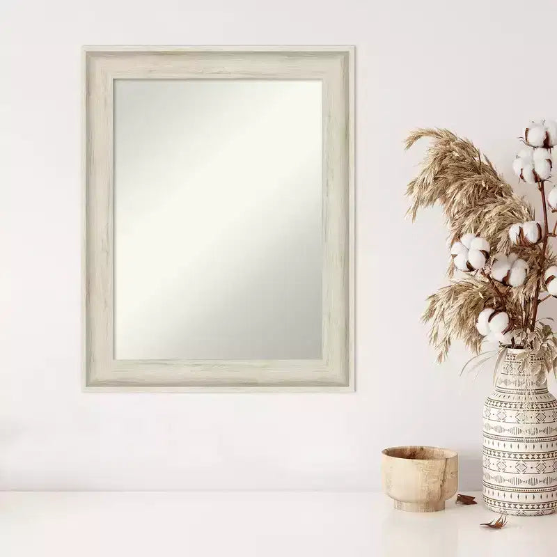 Specchio da parete rettangolare crema e grigio, con cornice, 1 persona