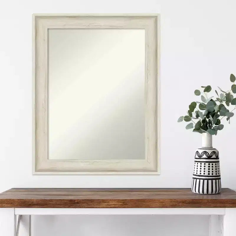 Specchio da parete rettangolare crema e grigio, con cornice, 1 persona