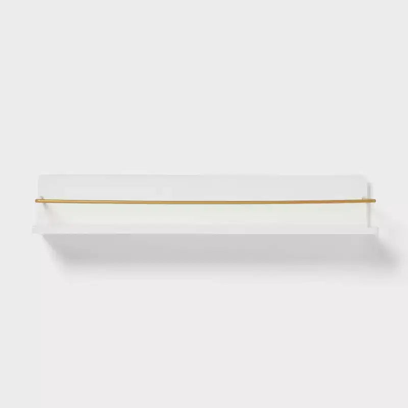 Mensola da parete per bambini bianca con oro - Pillowfort™: Organizer da parete decorativo galleggiante in MDF, larghezza 61 cm