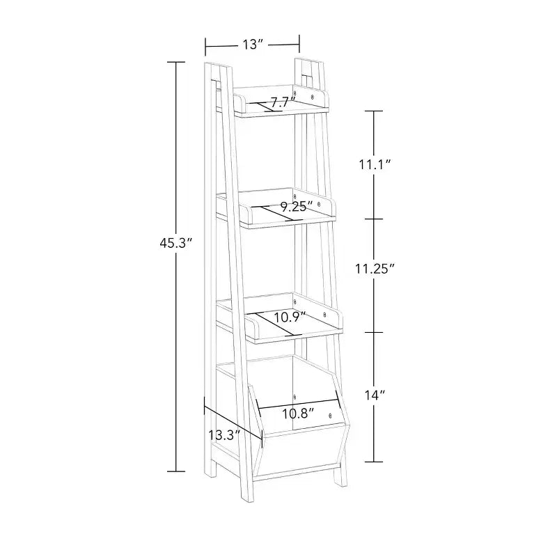 RiverRidge Kids - Scaffale a scala a 4 ripiani da 33 cm per giocattoli e libri, con 3 ripiani a giorno, colore bianco