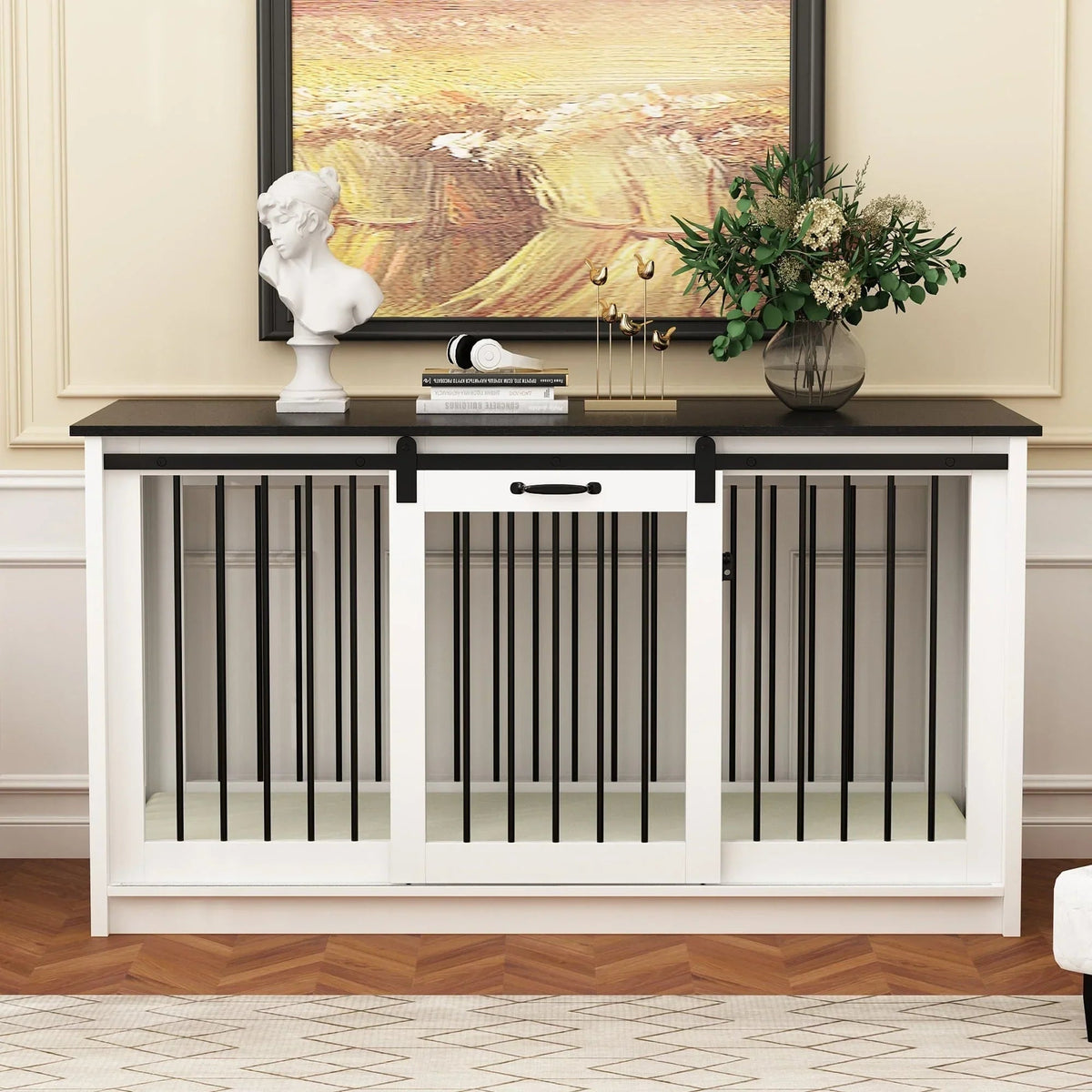 Pet Residence with Iron Tube Reinforcement Stylish & Sturdy Dog Crate