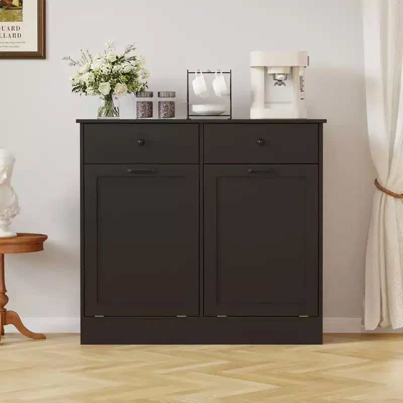 Armadietto contenitore, armadietto doppio per pattumiera inclinabile da 20 galloni con funzione deodorante e cassetto a scomparsa, mobili da cucina per la casa salvaspazio
