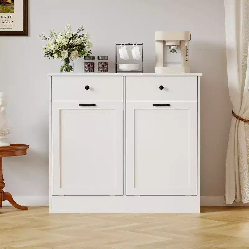 Armadietto contenitore, armadietto doppio per pattumiera inclinabile da 20 galloni con funzione deodorante e cassetto a scomparsa, mobili da cucina per la casa salvaspazio