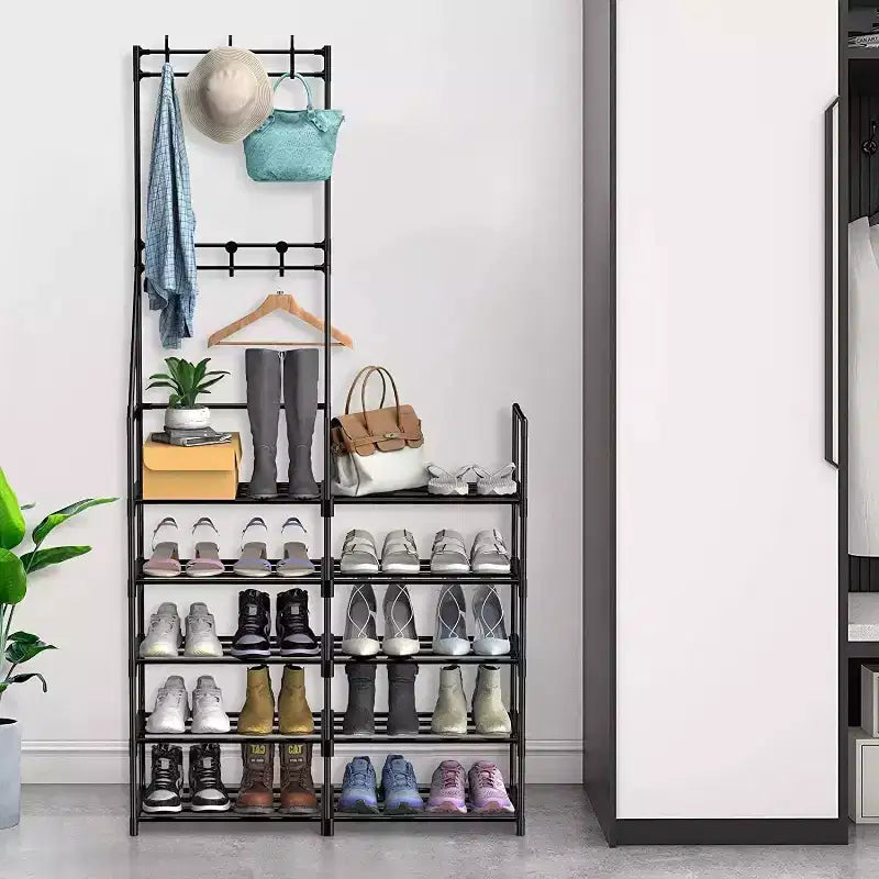 Scarpiera a 5 livelli, organizer portascarpe, stand appendiabiti e portascarpe, scaffale portascarpe per 25-30 paia per ingresso, armadio
