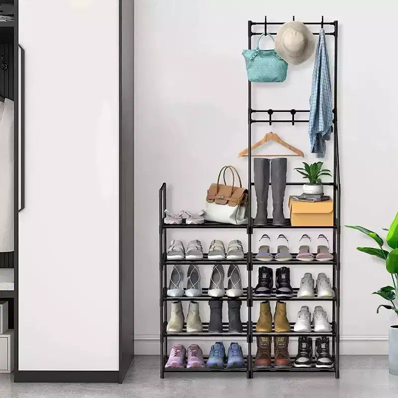 Scarpiera a 5 livelli, organizer portascarpe, stand appendiabiti e portascarpe, scaffale portascarpe per 25-30 paia per ingresso, armadio