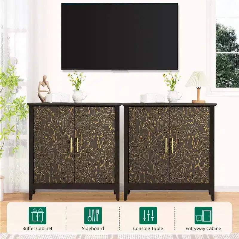 Mobiletto decorativo a 2 ante con scaffale regolabile per soggiorno e camera da letto,