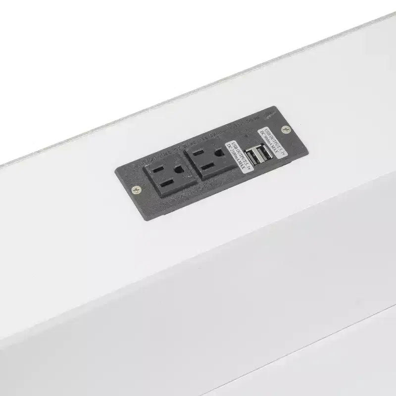 Bellemave Letto a castello Queen su Queen con armadietti e porte USB, Bianco