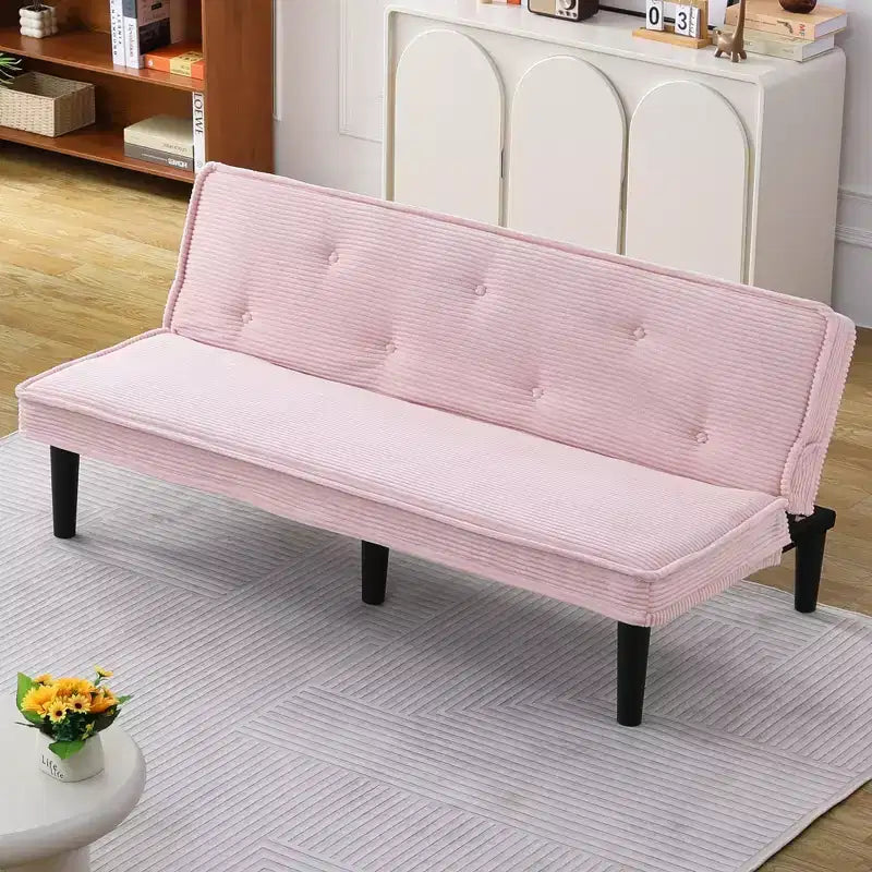 MAYEERTY Divano Letto Moderno in Velluto a Coste Flessibile per Soggiorno Camera da Letto Rosa