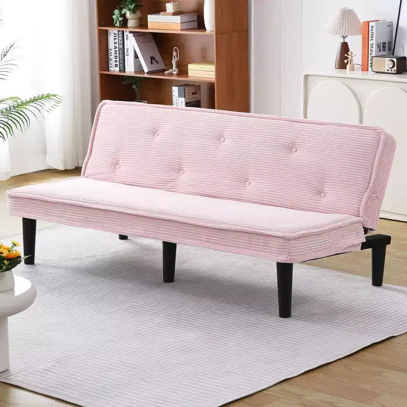 MAYEERTY Divano Letto Moderno in Velluto a Coste Flessibile per Soggiorno Camera da Letto Rosa